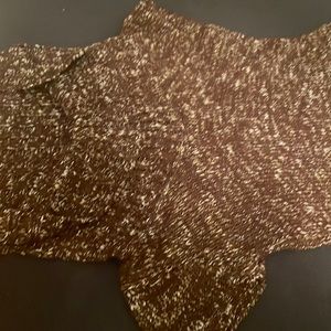 Brown and white medium sweater with Cowl Neck and short sleeves